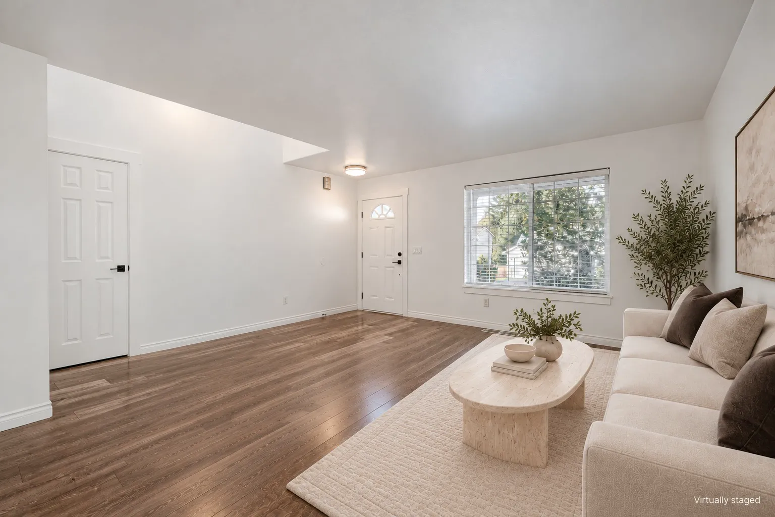 Living room, second angle, virtually staged