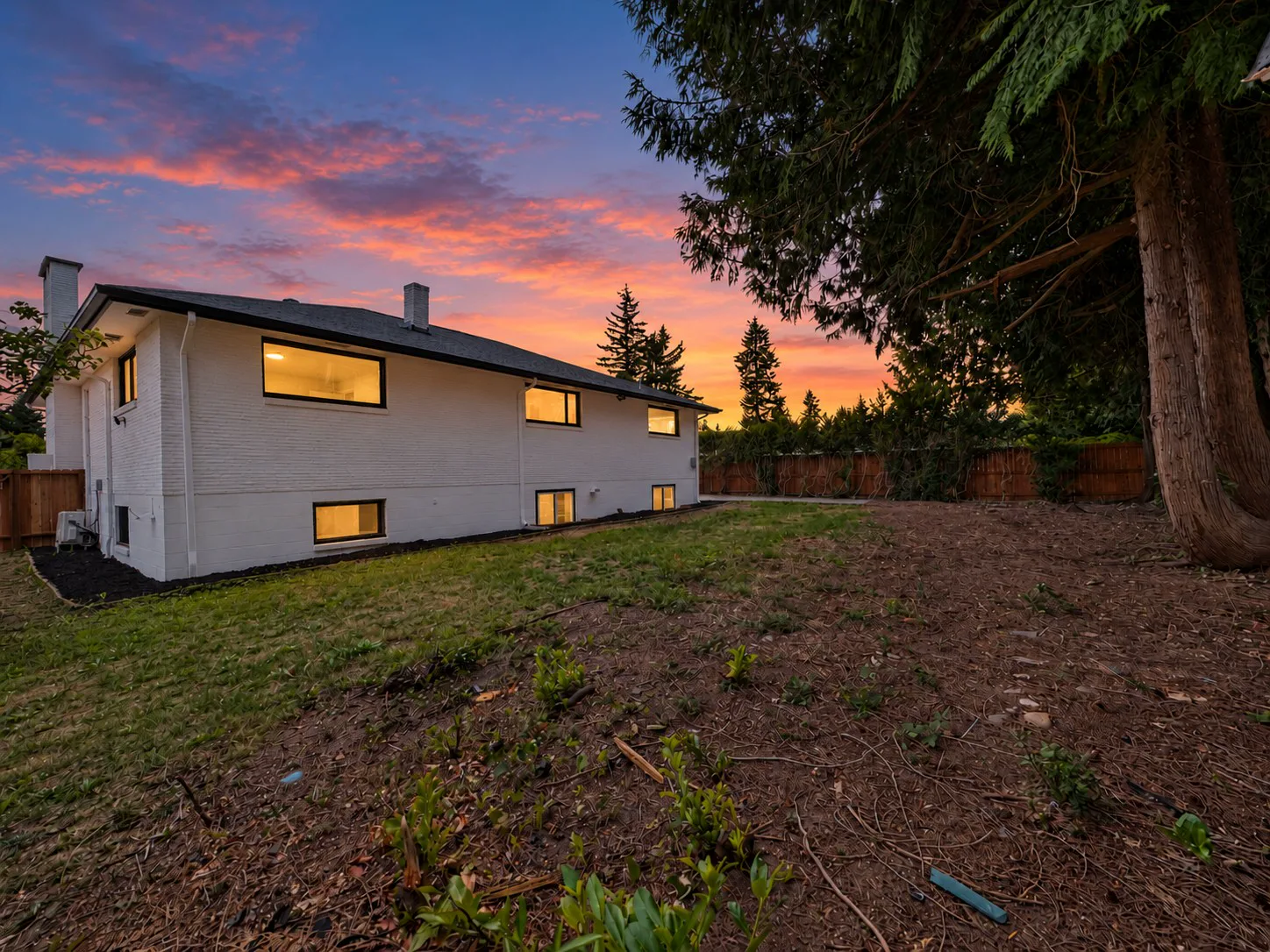 Back of the home at dusk